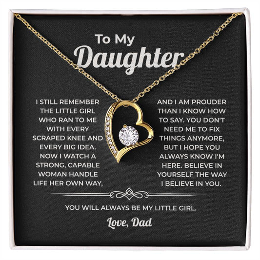 "You Will Always Be My Little Girl" Gift From Dad - Forever Love Heart Necklace