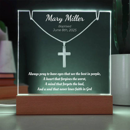 Personalized Baptism Gift – Never Loses Faith in God