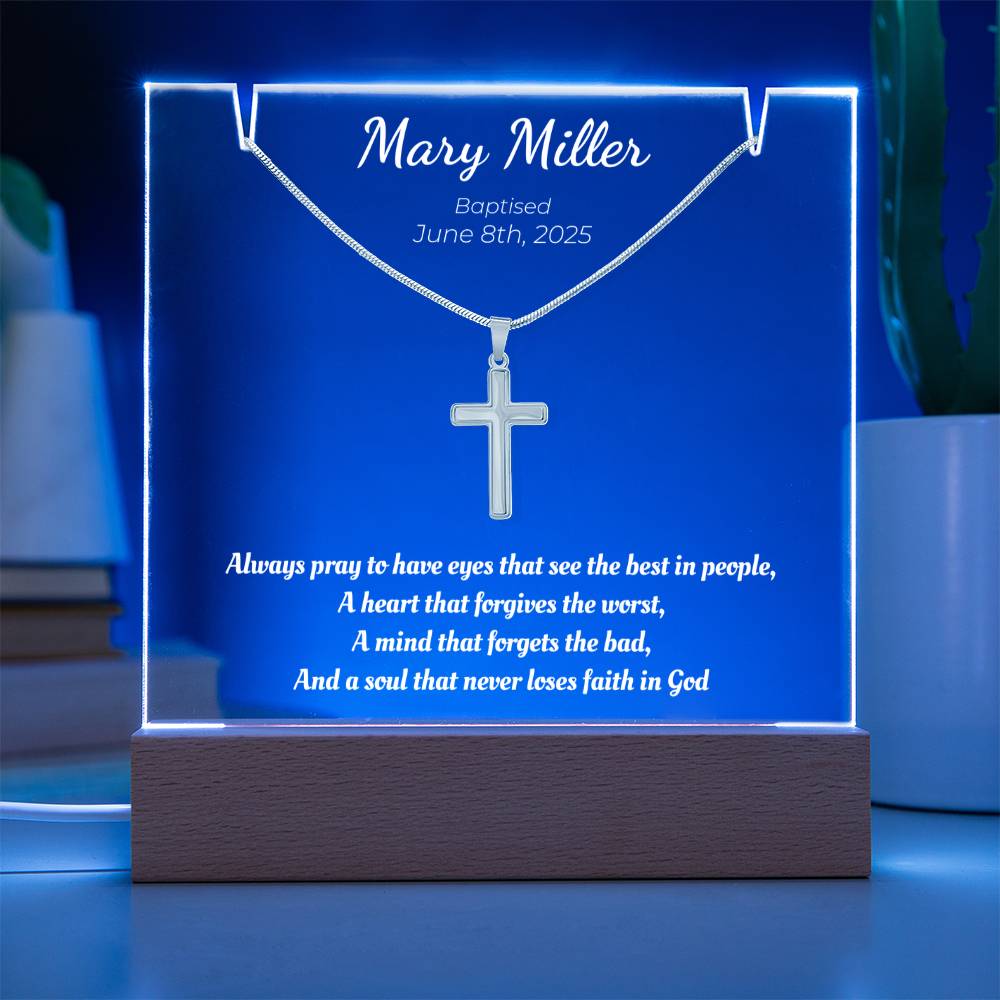 Personalized Baptism Gift – Never Loses Faith in God