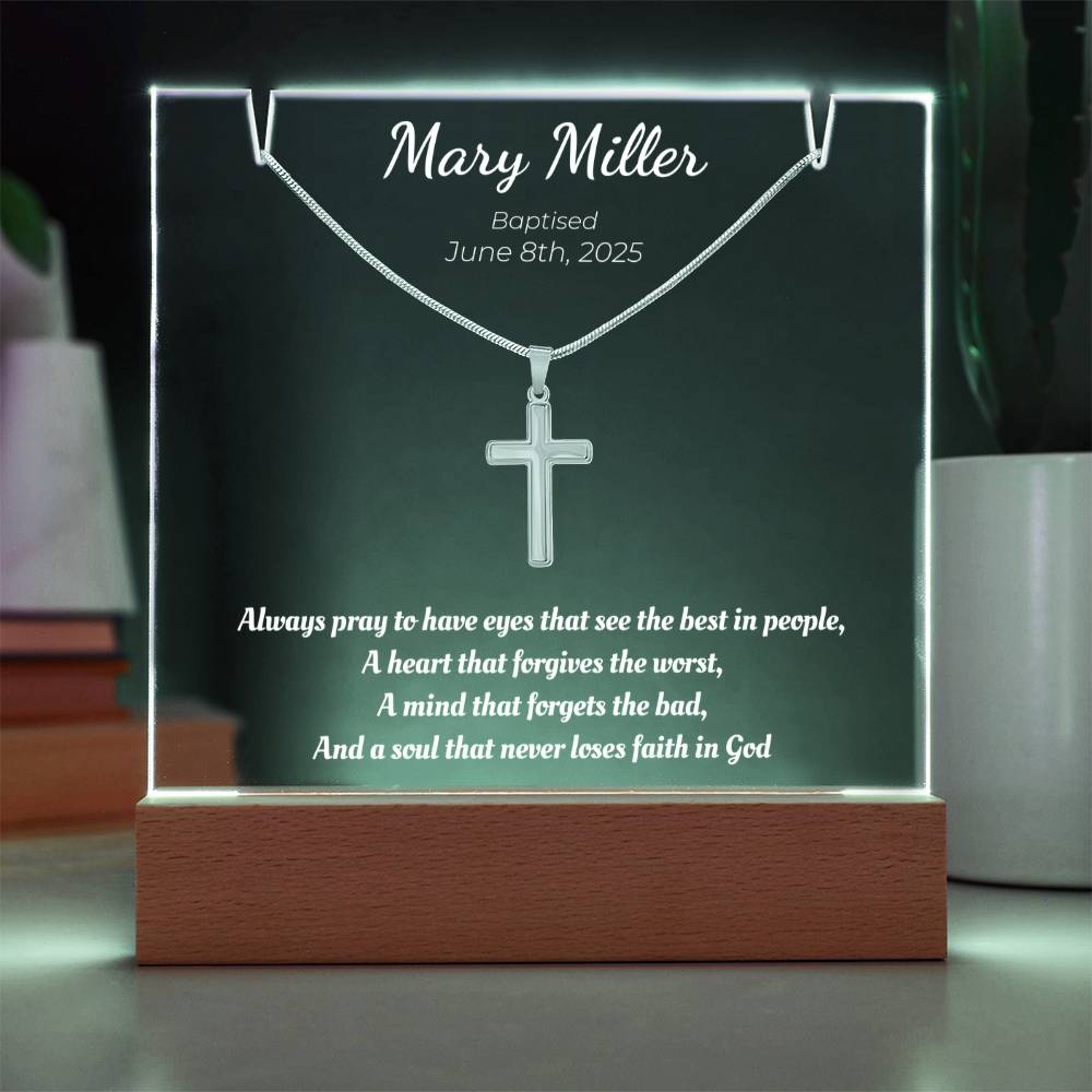 Personalized Baptism Gift – Never Loses Faith in God