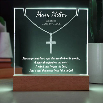 Personalized Baptism Gift – Never Loses Faith in God