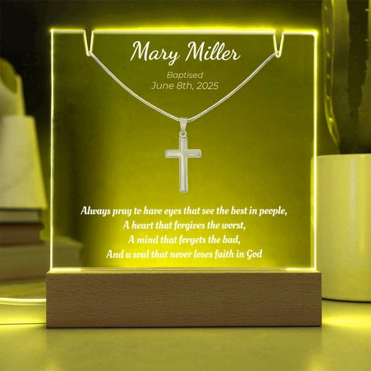 Personalized Baptism Gift – Never Loses Faith in God