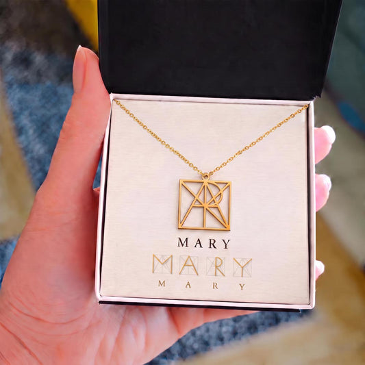 Geometric Monogram Name Necklace – Her Name Turned Into Art