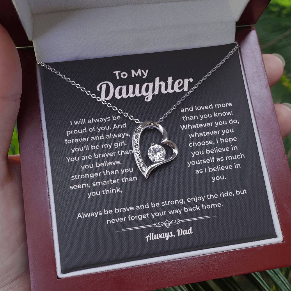 "Never Forget Your Way Back Home" Gift From Dad - Forever Love Heart Necklace