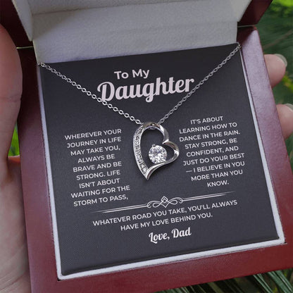"Learning How to Dance in the Rain" Gift From Dad - Forever Love Heart Necklace