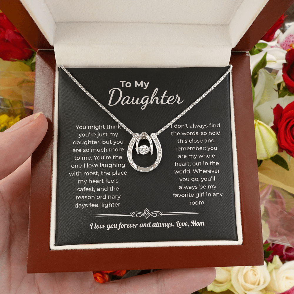 "My Favorite Girl in Any Room" Gift From Mom - Lucky Horseshoe Necklace