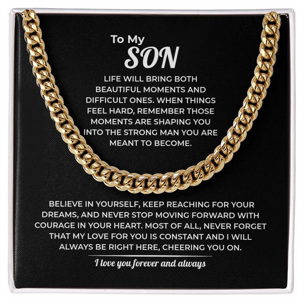 "Strong Man You're Meant to Be" Gift for Son - Cuban Link Chain