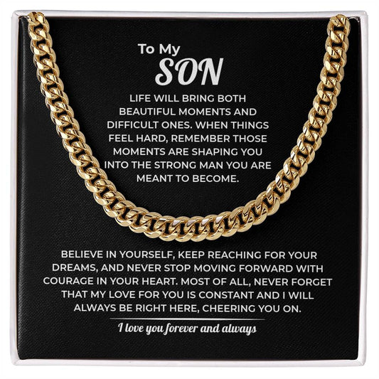 "Strong Man You're Meant to Be" Gift for Son - Cuban Link Chain