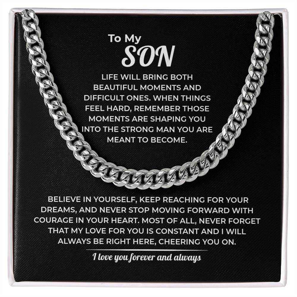 "Strong Man You're Meant to Be" Gift for Son - Cuban Link Chain