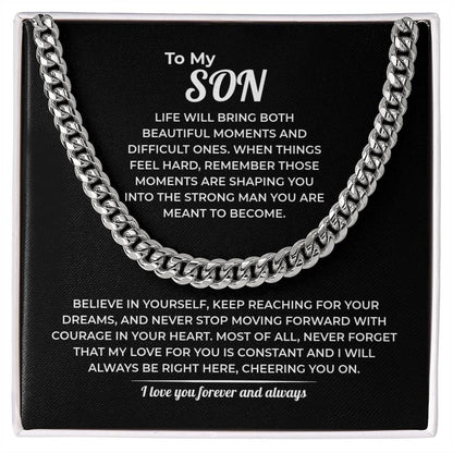 "Strong Man You're Meant to Be" Gift for Son - Cuban Link Chain