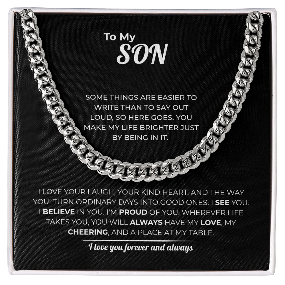 "You Make My Life Brighter" Gift for Son - Cuban Link Chain