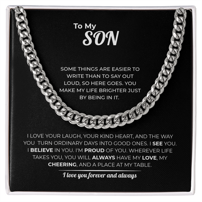 "You Make My Life Brighter" Gift for Son - Cuban Link Chain