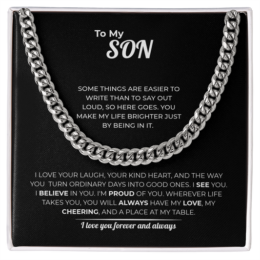"You Make My Life Brighter" Gift for Son - Cuban Link Chain