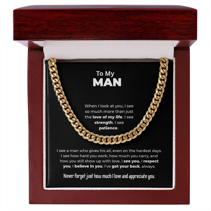 "I See Strength, I See Patience" Gift for Him - Cuban Link Chain