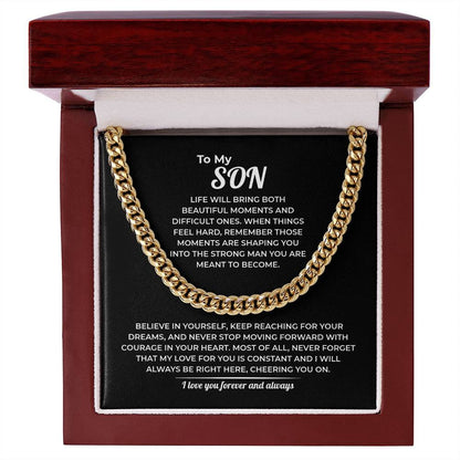 "Strong Man You're Meant to Be" Gift for Son - Cuban Link Chain