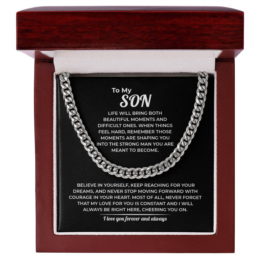 "Strong Man You're Meant to Be" Gift for Son - Cuban Link Chain