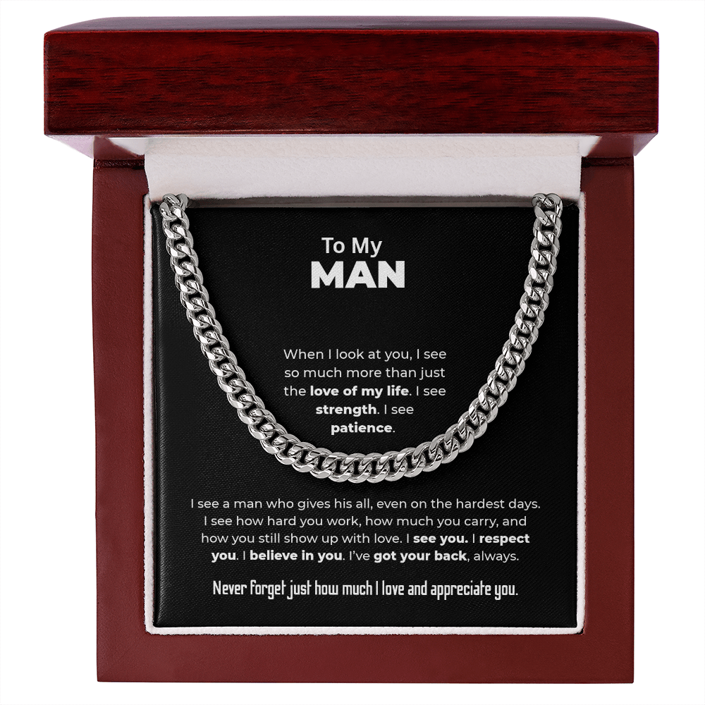 "I See Strength, I See Patience" Gift for Him - Cuban Link Chain