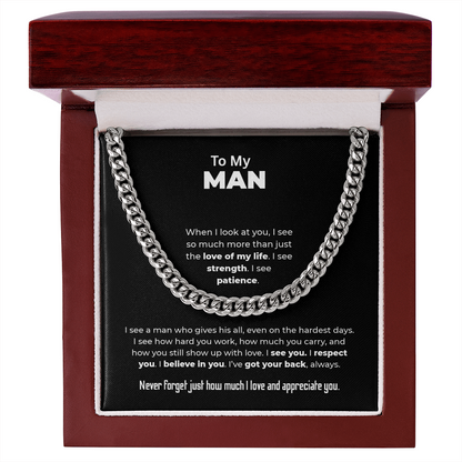 "I See Strength, I See Patience" Gift for Him - Cuban Link Chain