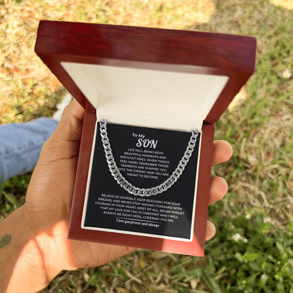 "Strong Man You're Meant to Be" Gift for Son - Cuban Link Chain