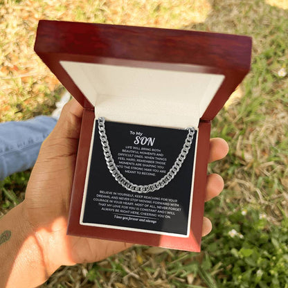"Strong Man You're Meant to Be" Gift for Son - Cuban Link Chain