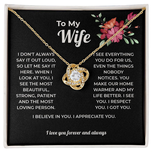 "I See Everything You Do" Gift for Wife - Love Knot Necklace