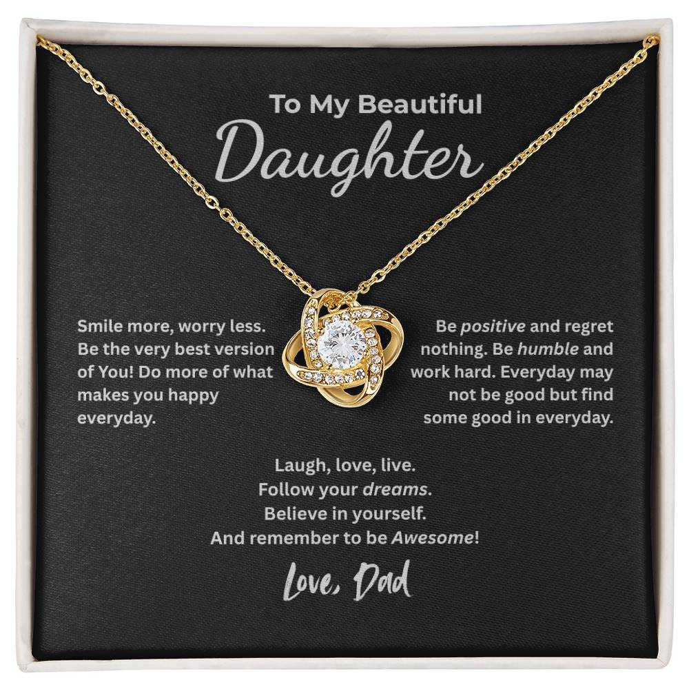To My Beautiful Daughter – Smile More, Dream Bigger Necklace