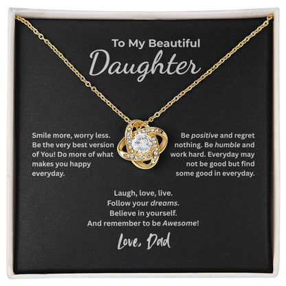 To My Beautiful Daughter – Smile More, Dream Bigger Necklace