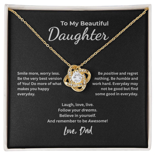To My Beautiful Daughter – Smile More, Dream Bigger Necklace