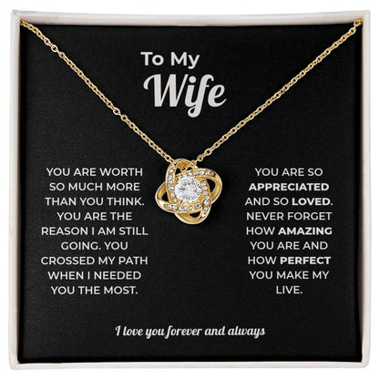 "You Crossed My Path" Gift for Wife - Love Knot Necklace