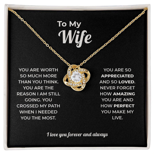 "You Crossed My Path" Gift for Wife - Love Knot Necklace