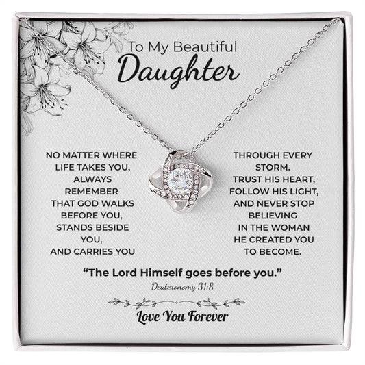 Love Knot Necklace For Daughter – God Goes Before