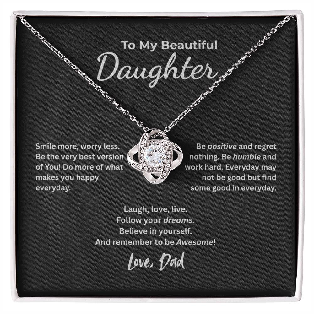 To My Beautiful Daughter – Smile More, Dream Bigger Necklace