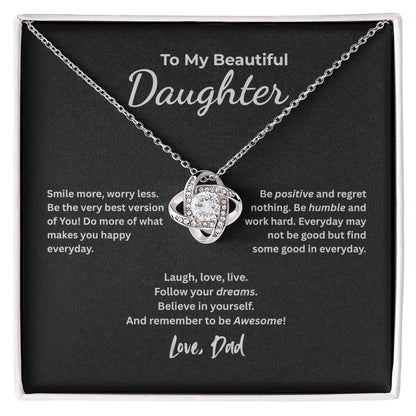 To My Beautiful Daughter – Smile More, Dream Bigger Necklace