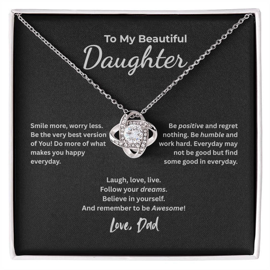 To My Beautiful Daughter – Smile More, Dream Bigger Necklace