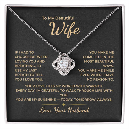 To My Wife – You Are My Sunshine Today, Tomorrow, Always Necklace