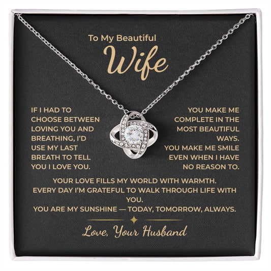 To My Wife – You Are My Sunshine Today, Tomorrow, Always Necklace