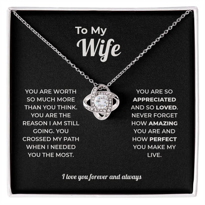 "You Crossed My Path" Gift for Wife - Love Knot Necklace