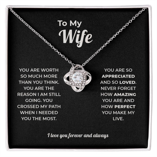 "You Crossed My Path" Gift for Wife - Love Knot Necklace