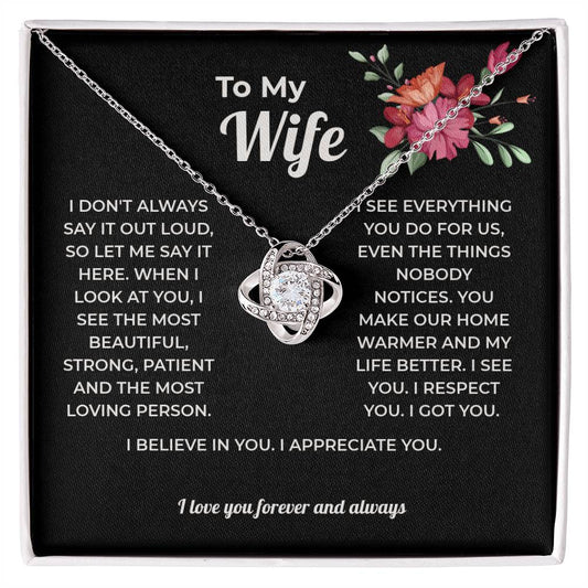 "I See Everything You Do" Gift for Wife - Love Knot Necklace
