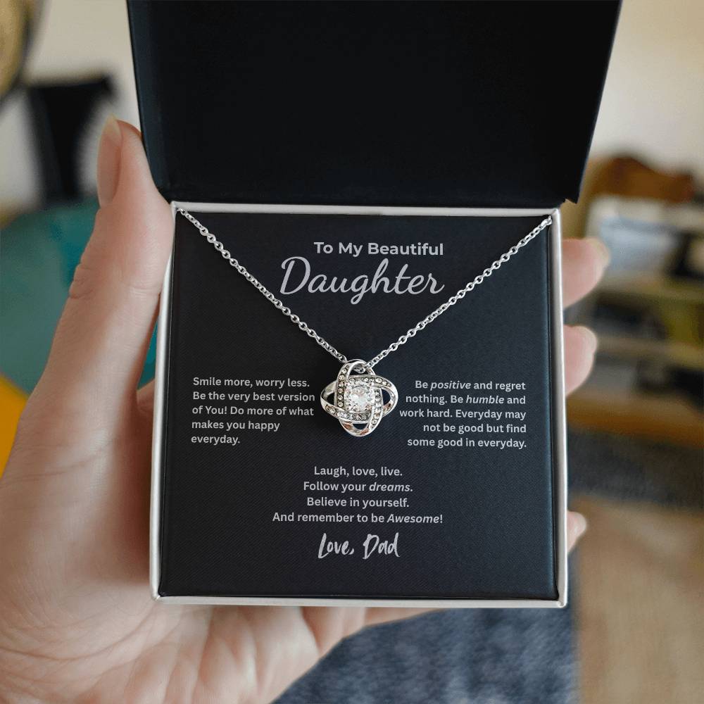 To My Beautiful Daughter – Smile More, Dream Bigger Necklace