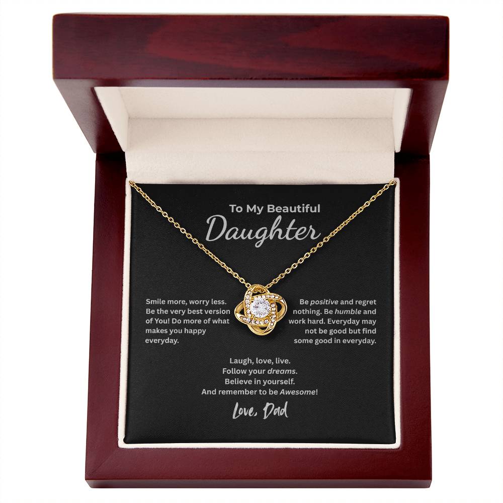 To My Beautiful Daughter – Smile More, Dream Bigger Necklace