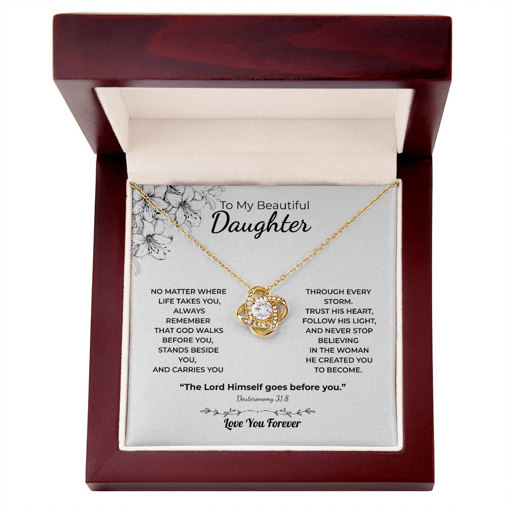 Love Knot Necklace For Daughter – God Goes Before
