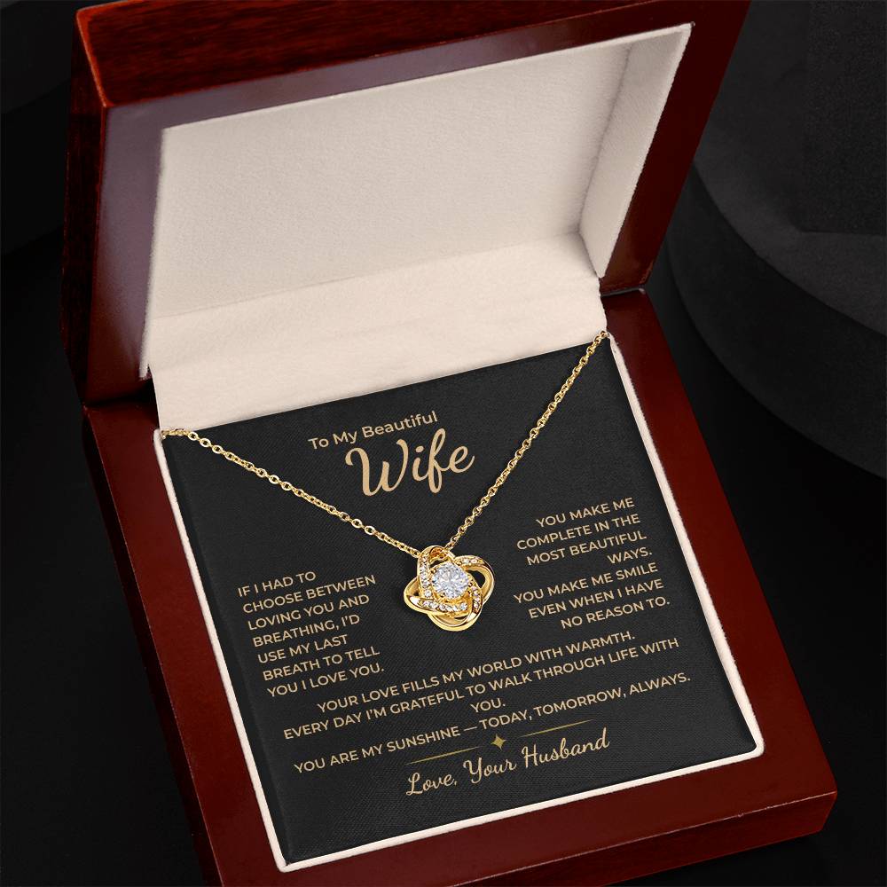To My Wife – You Are My Sunshine Today, Tomorrow, Always Necklace