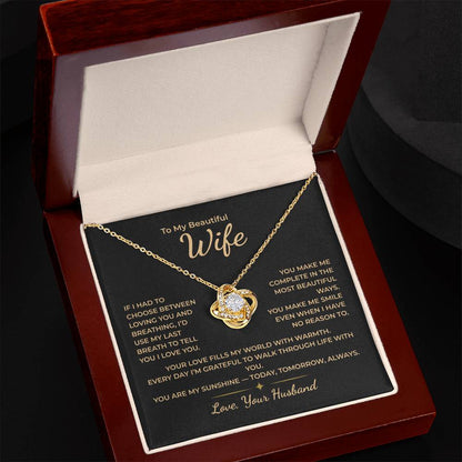 To My Wife – You Are My Sunshine Today, Tomorrow, Always Necklace