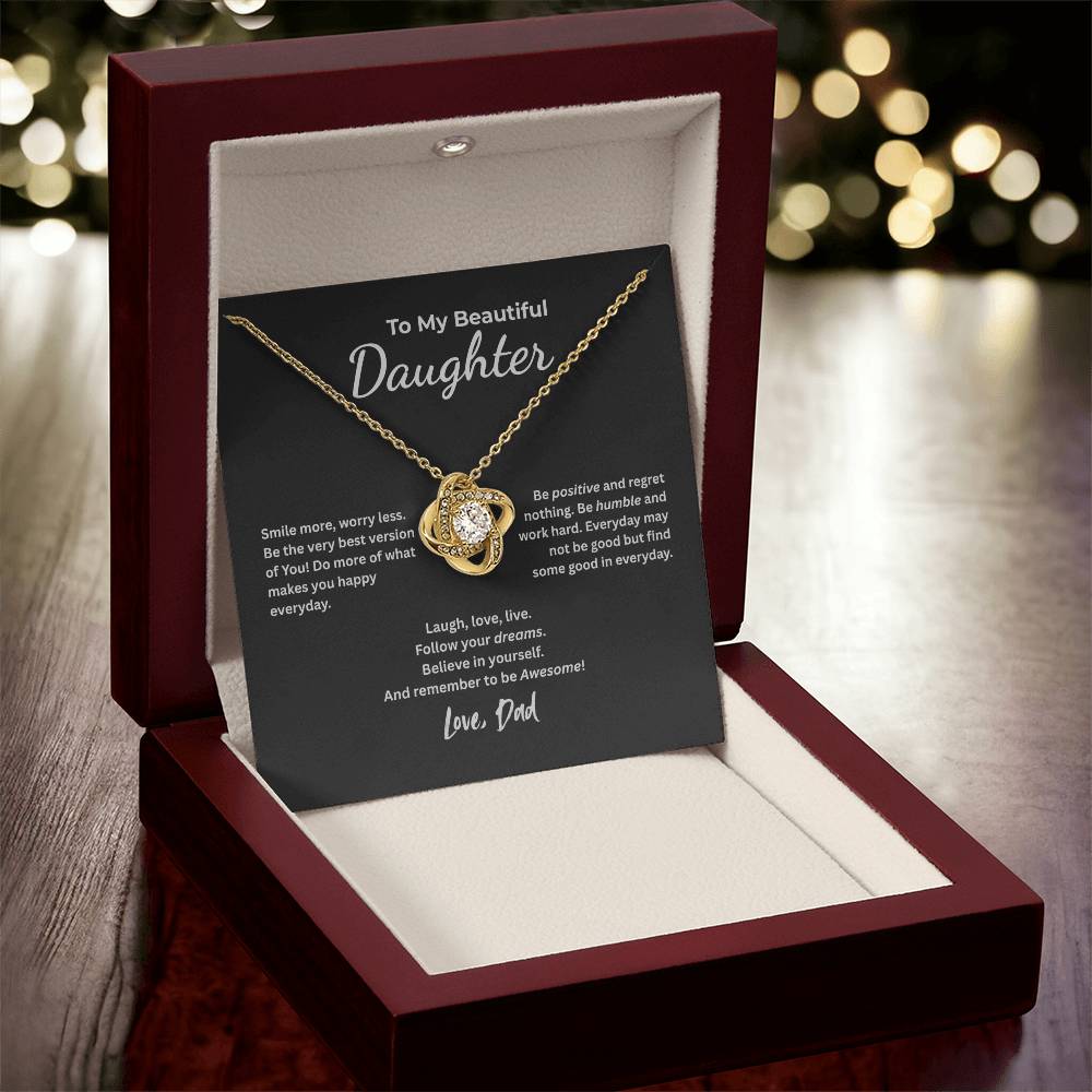 To My Beautiful Daughter – Smile More, Dream Bigger Necklace
