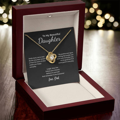 To My Beautiful Daughter – Smile More, Dream Bigger Necklace