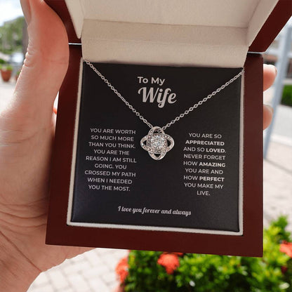 "You Crossed My Path" Gift for Wife - Love Knot Necklace