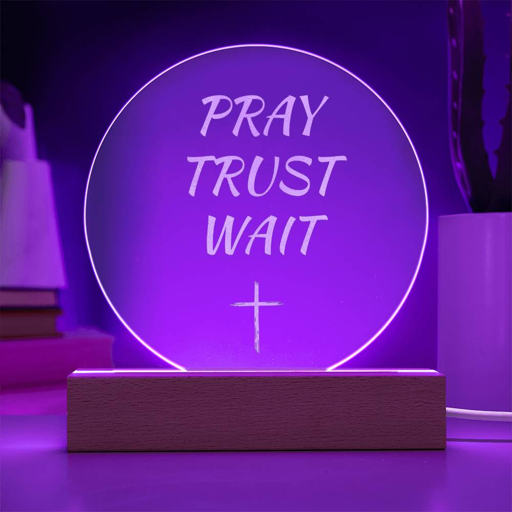 Engraved LED Faith Lamp – Pray Trust Wait