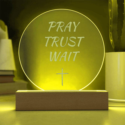 Engraved LED Faith Lamp – Pray Trust Wait