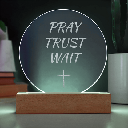 Engraved LED Faith Lamp – Pray Trust Wait